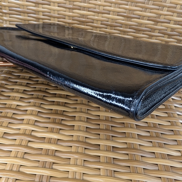 Halogen Black Patent Leather Envelope Style Clutch Wristlet Bag Purse Wallet - Picture 6 of 16